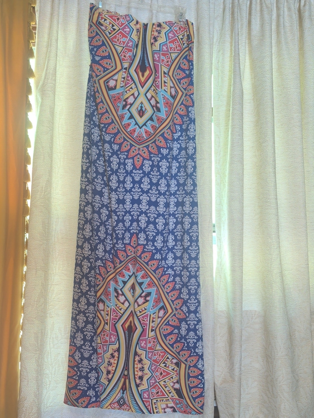 Alya Navy Maxi Dress with Geometric Print